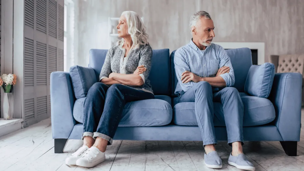 Storage Rental during a divorce or break-up - an angry couple sitting on a couch