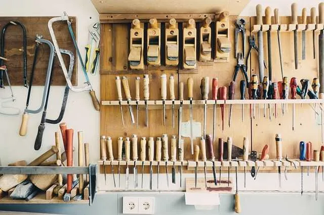 Tools stored in a garage