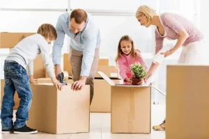 Family packing for a move