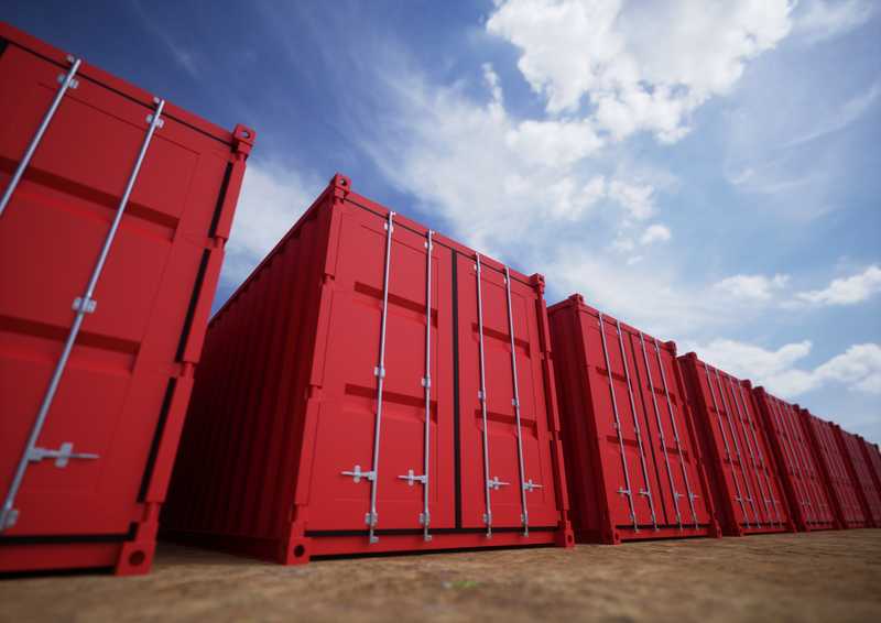 Red storage containers 
